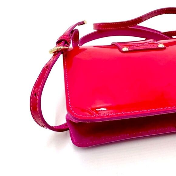 Auth Jimmy Choo Pink Patent Leather Suede 2way Rebel Crossbody Bag Preloved - Picture 6 of 14